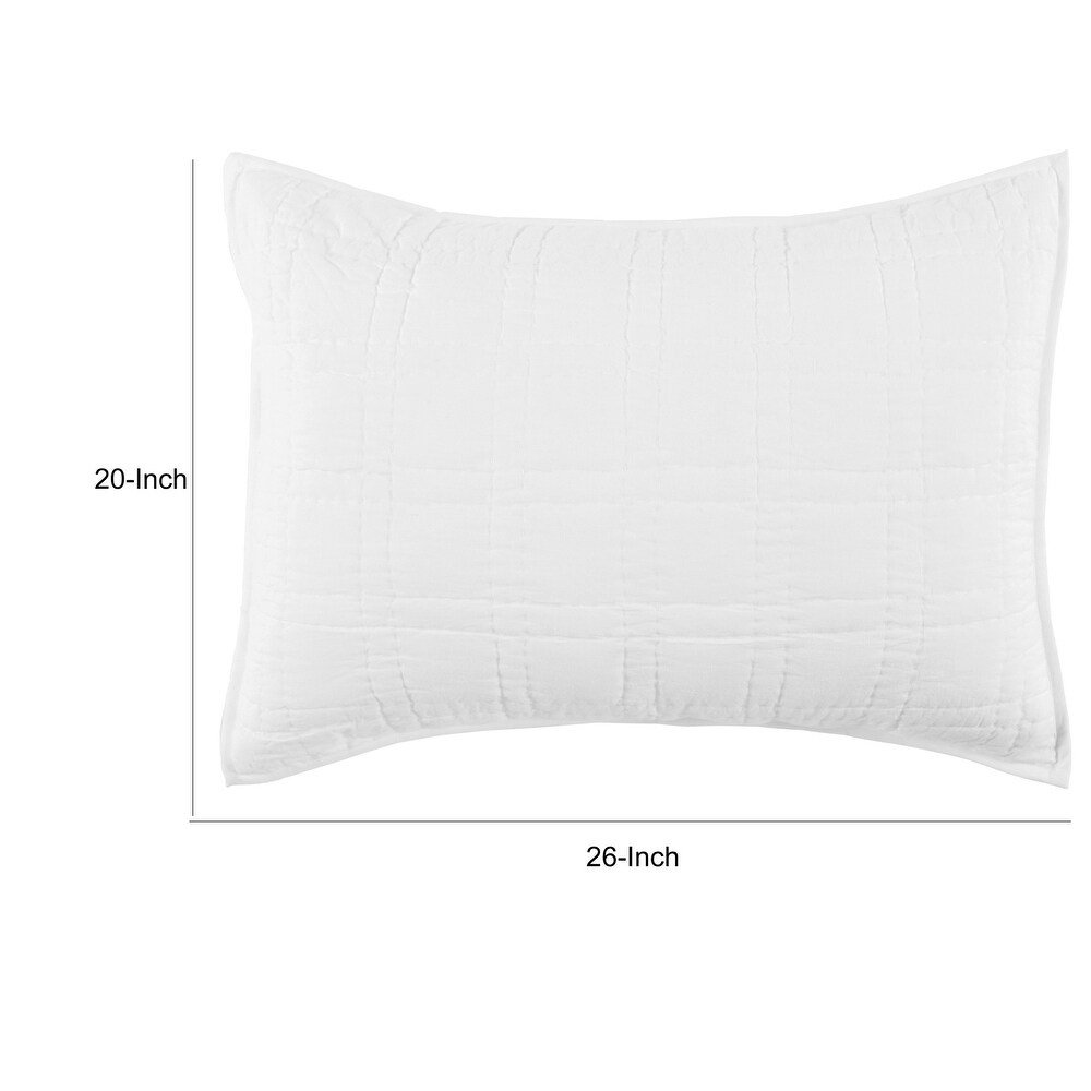 Ellis 26 Inch Standard Pillow Sham  Silvadur Tech  Square Quilting  White