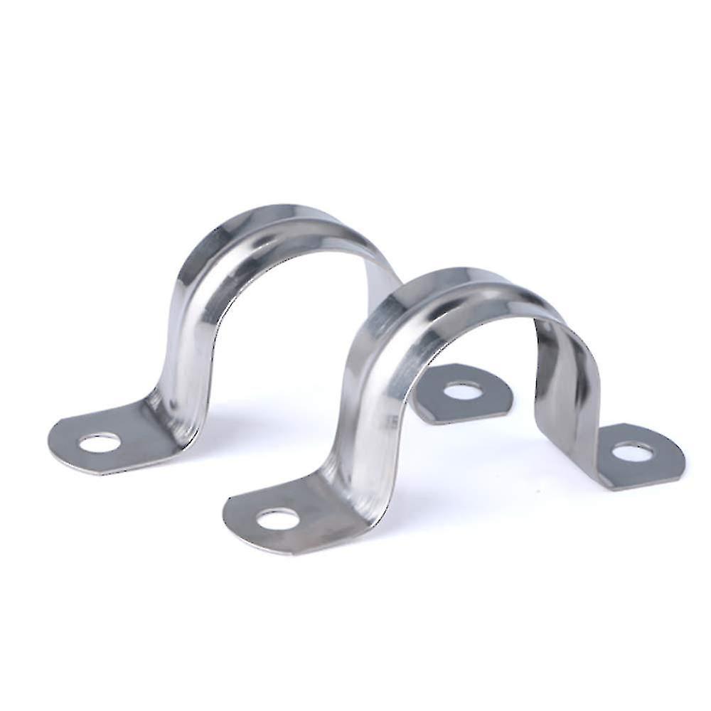 20pcs Pipe Strap Clamp 304 Stainless Steel Pipe Clips U Shaped Pipe Straps Saddle Clip Two Hole