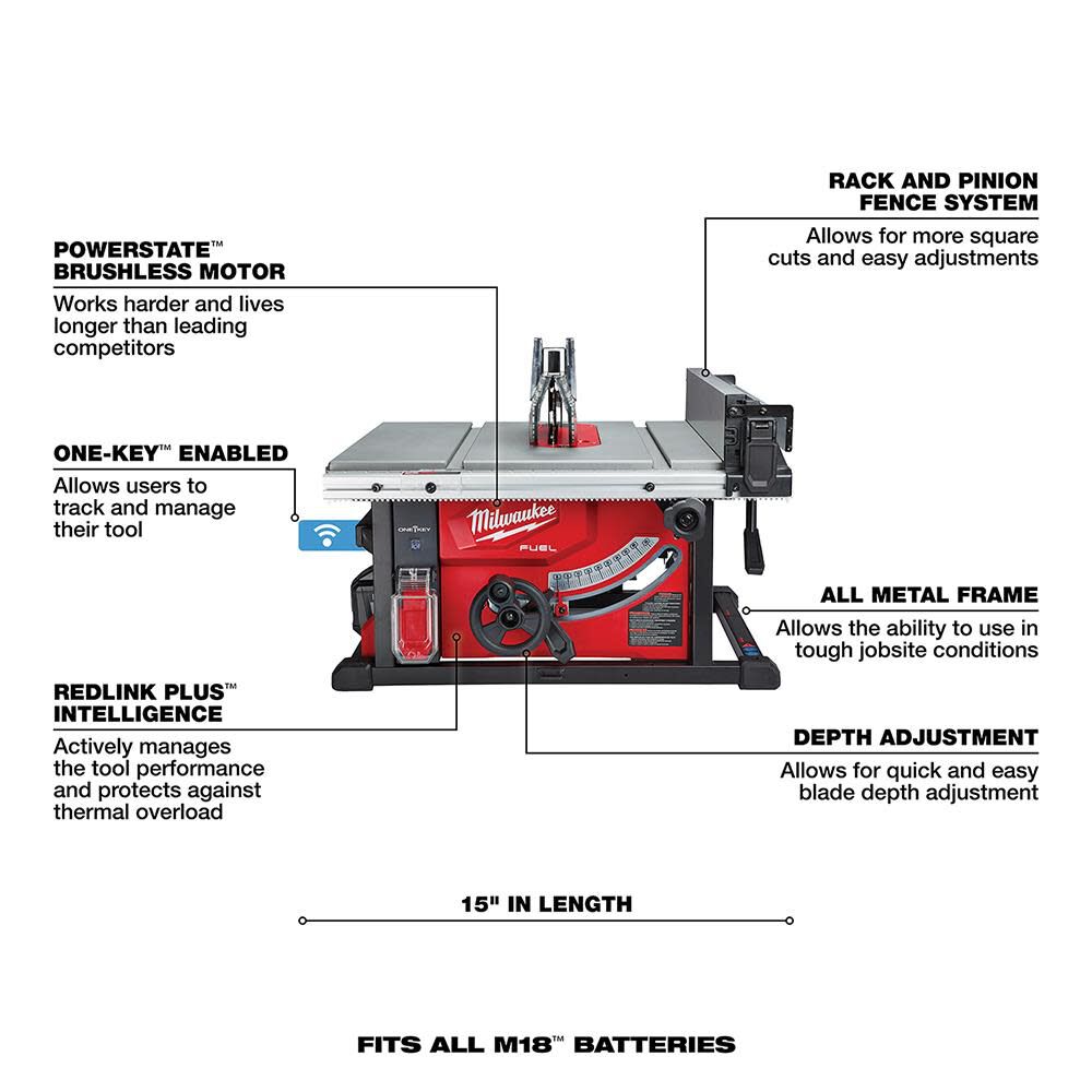 MW M18 FUEL 8-1/4 in. Table Saw with ONE-KEY Kit 2736-21HD from MW