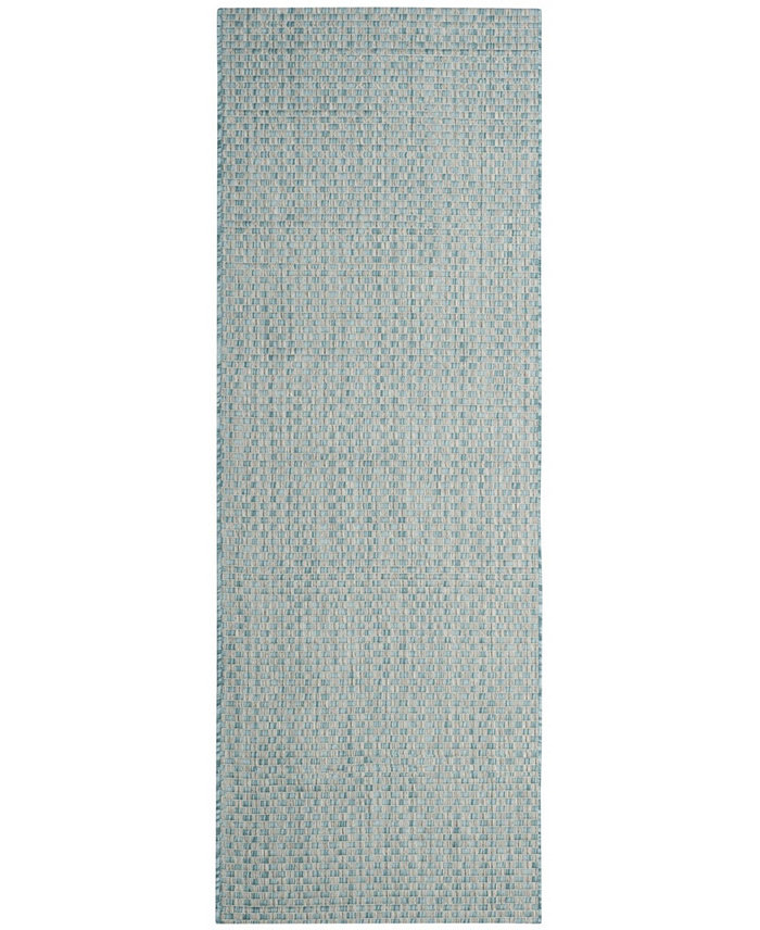 Safavieh Courtyard CY8653 Light Blue and Light Grey 2'3 x 14' Sisal Weave Runner Outdoor Area Rug