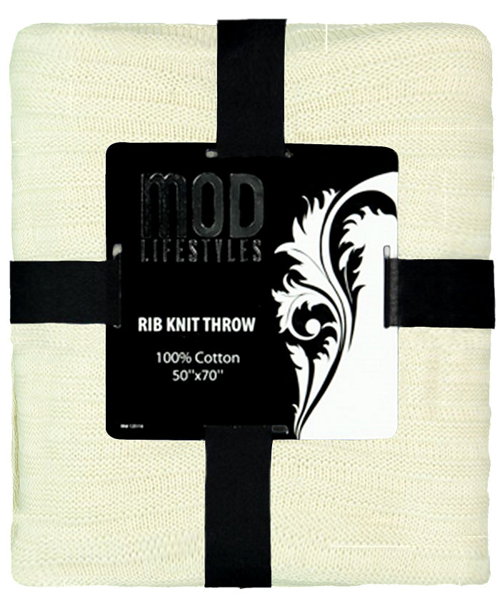 Mod Lifestyles Classic Throw Collection Cotton Rib Knit， 50 X 70