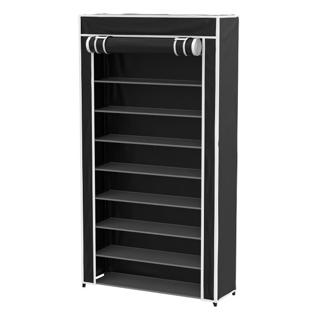 Hastings Home Freestanding Tiered Shoe Rack With Dust Cover Black