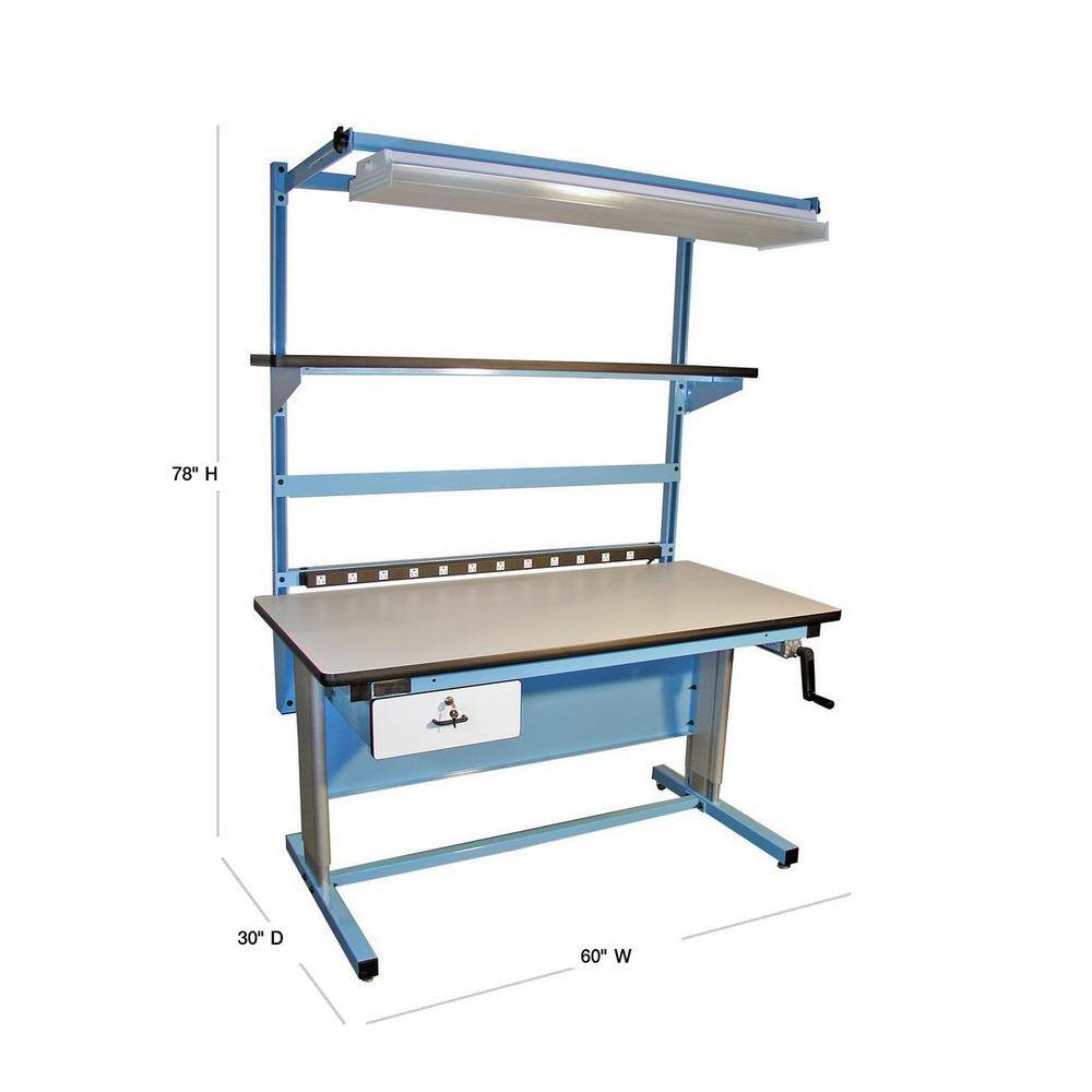 ProLine 60 in. Light BlueWhite Rectangular 1 -Drawer Standing Desk with Adjustable Height BIB16