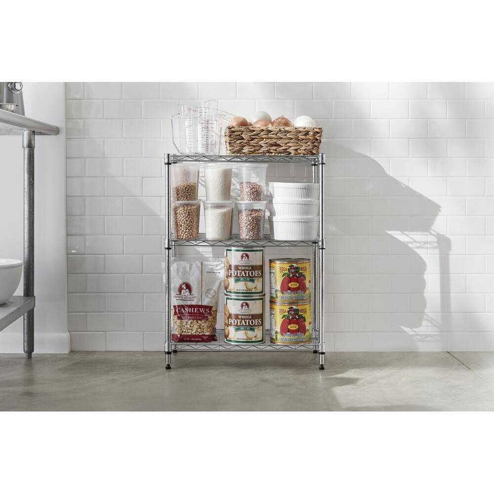 HDX 3-Tier Steel Wire Shelving Unit in Chrome (24 in. W x 30 in. H x 14 in. D) 31424PS-1