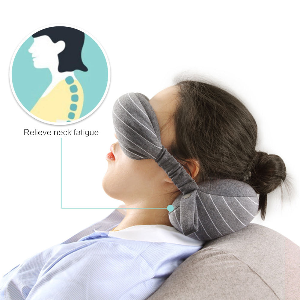 Travel Hooded U Shaped Pillow Cushion Head Rest Neck Support Eye Mask