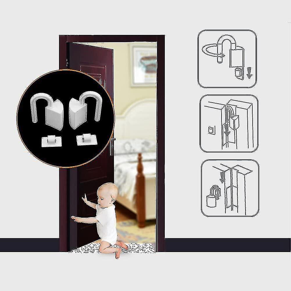 2pcs Finger Anti-pinch Finger Anti-kickback Protection For Hinge Plastic Door Safety Guards Baby Protectors White