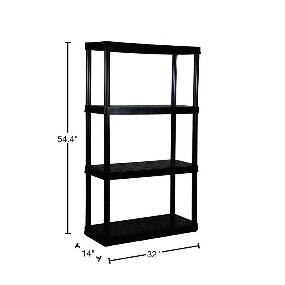 GRACIOUS LIVING Black 4-Tier Fixed Height Ventilated Shelving Unit (4-Pack) (32 in. W x 54.5 in. H x 14 in. D) 4 x GL91021MAXIT-1C-36