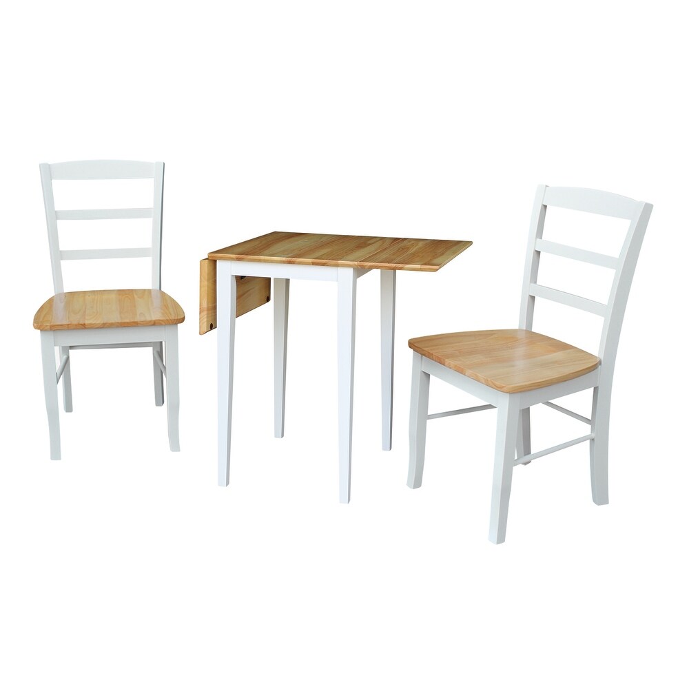 International Concepts Small Dual Drop Leaf Table with 2 Madrid Ladderback Chairs   Set of 3