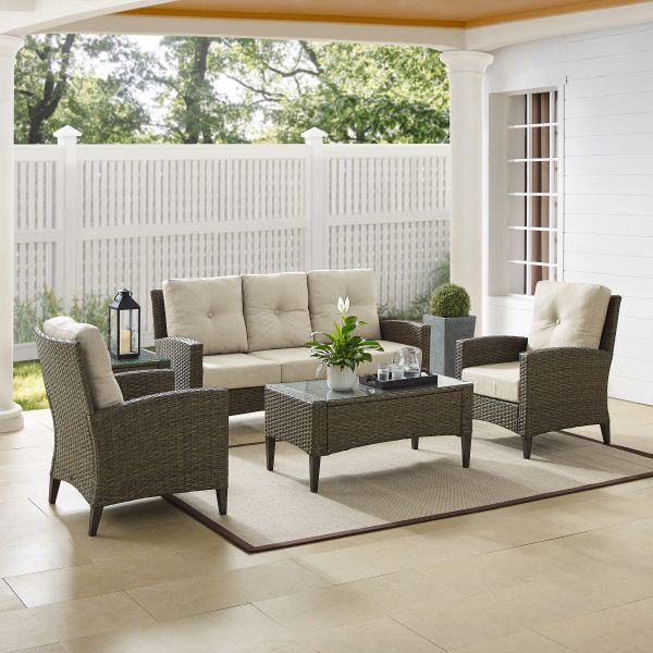 Rockport 5Pc Outdoor Wicker High Back Sofa Set