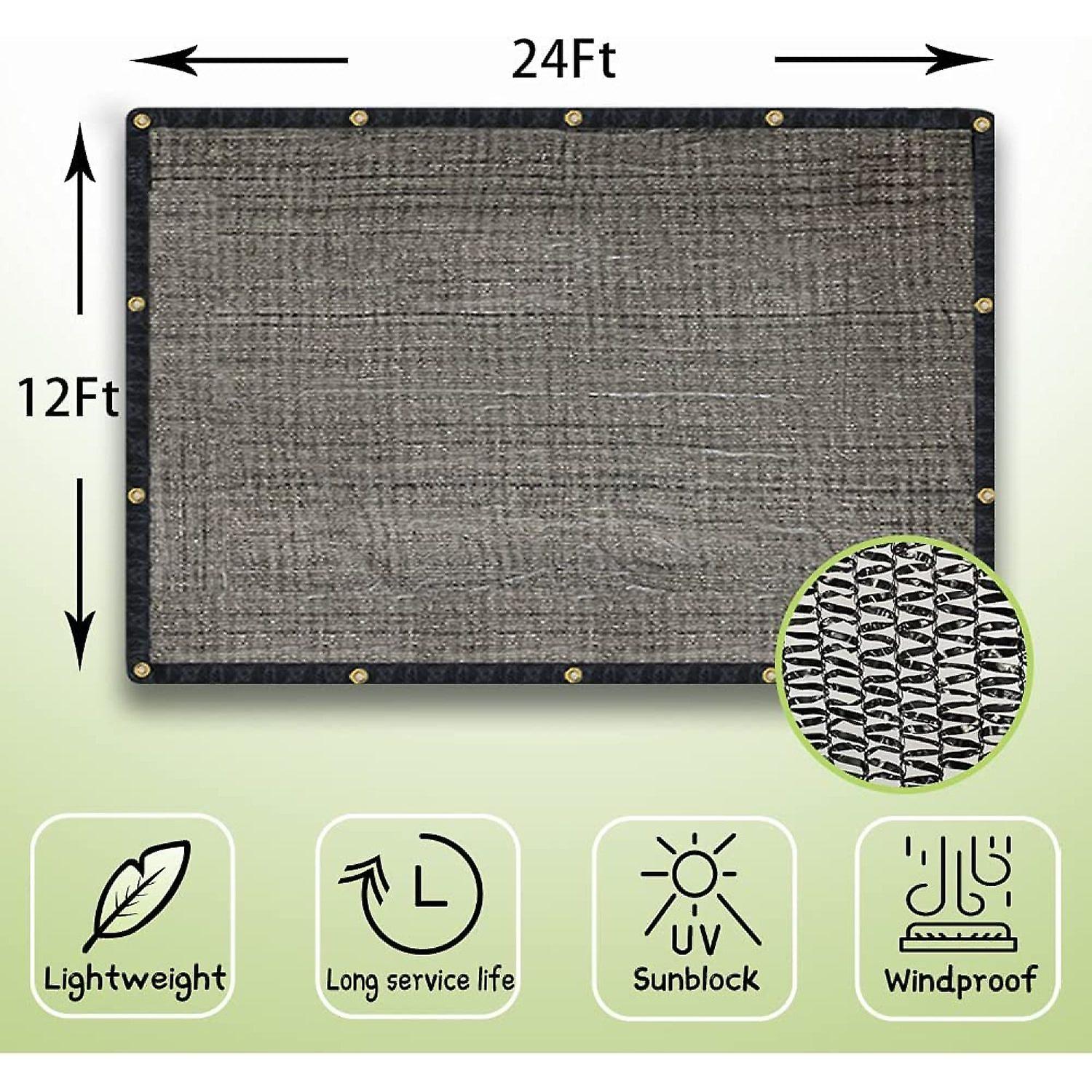 Poyee 40% 12ftx24ft Black Shade Cloth Taped Edge With Brass Grommets Garden Sun Shade Uv Resistant Sunblock Shade Net For Outdoor Plants Vegetables Gr