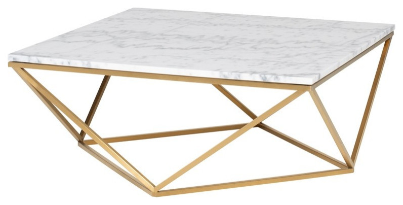 Corrado Coffee Table White Marble Top Brushed Gold   Modern   Coffee Tables   by V.S.D Furniture  Houzz