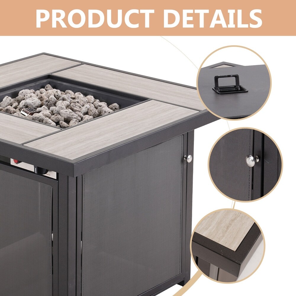 Patio Outdoor Gas Fire Pit Table  43 Inch 50 000 BTU Rectangle Patio Propane Fire Pit Table   32 inch