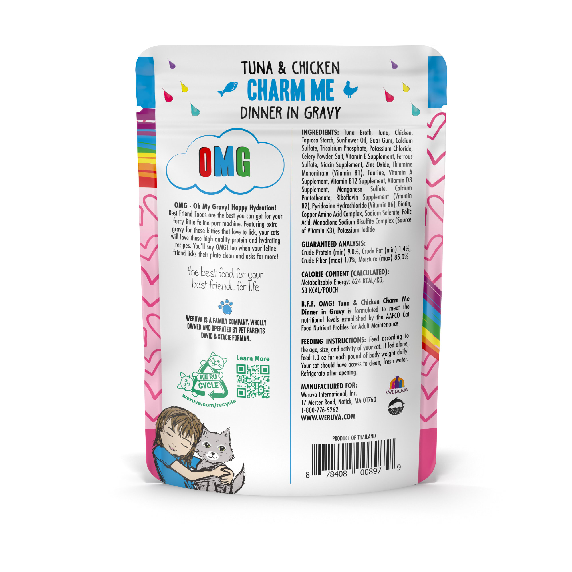 B.F.F. OMG Charm Me Tuna  Chicken Dinner in Gravy Wet Cat Food， 3 oz.， Case of 12