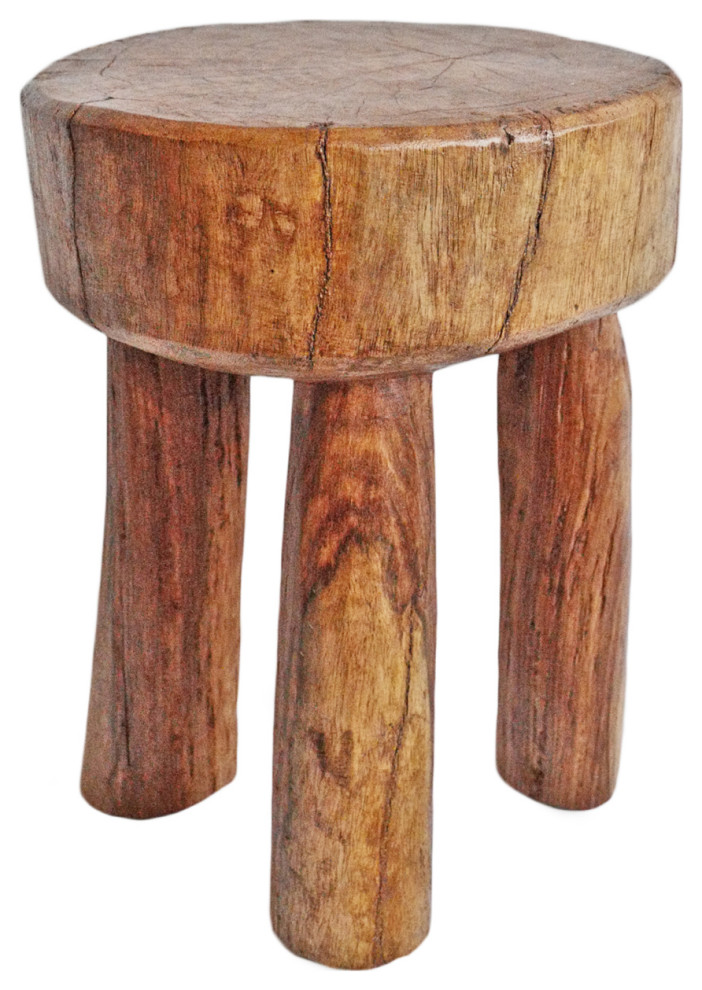 Consigned Ivory Coast Wood Stool 8   Rustic   Accent And Garden Stools   by Design Mix Furniture  Houzz