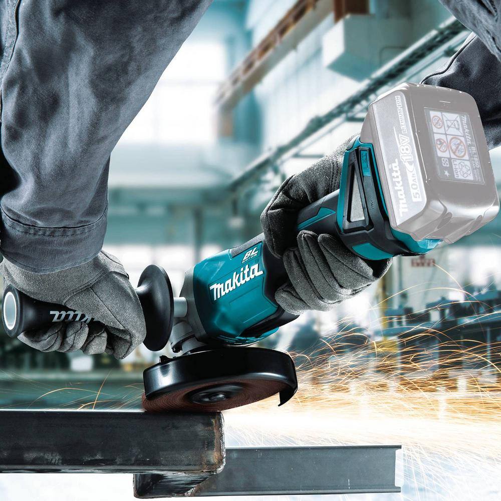 Makita 18V LXT Lithium-Ion Brushless Cordless 4-12  5 in. Cut-OffAngle Grinder with Electric Brake (Tool Only) XAG09Z