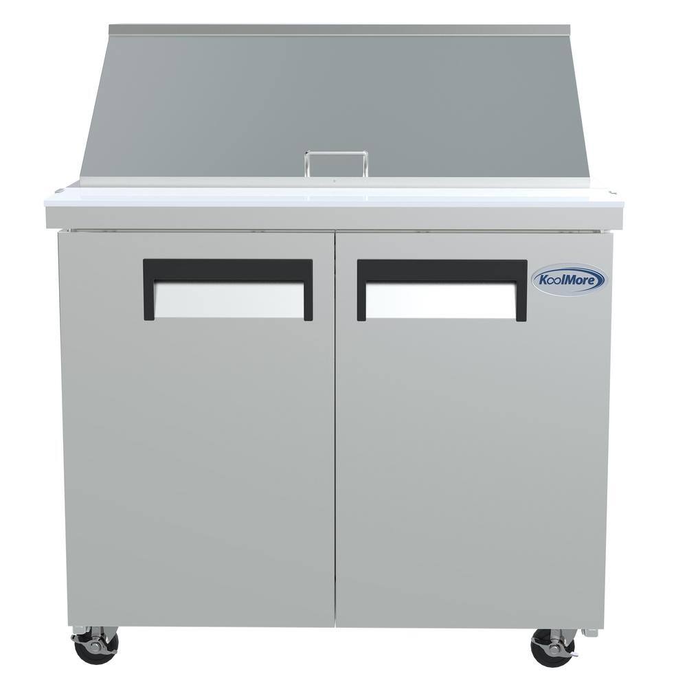 Koolmore 47 in. W 10 cu. ft. Refrigerated Food Prep Station Table with Mega Top Surface in Stainless Steel RPT47-2D-MT