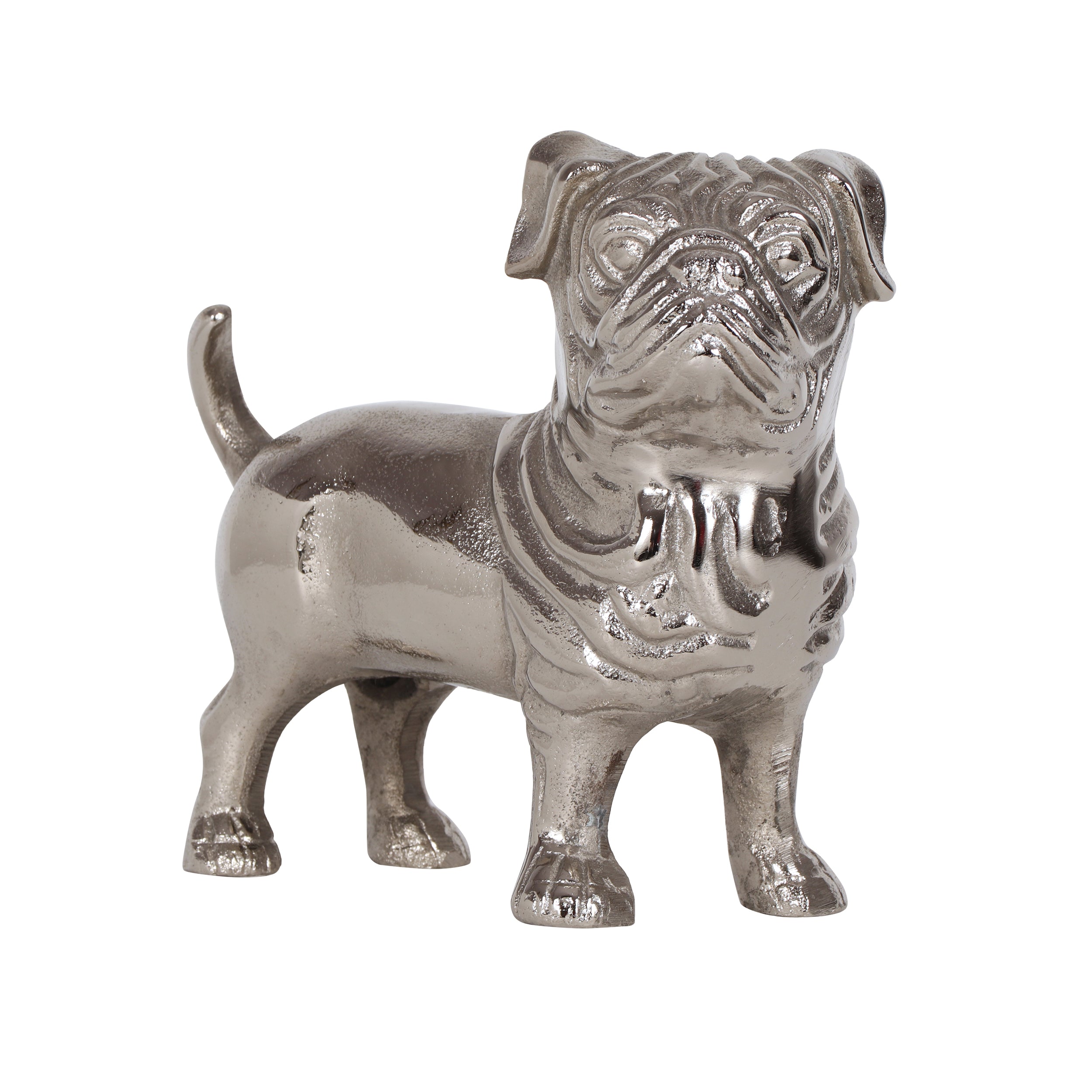 Jabe Handmade Aluminum Pug Decor, Raw Nickel