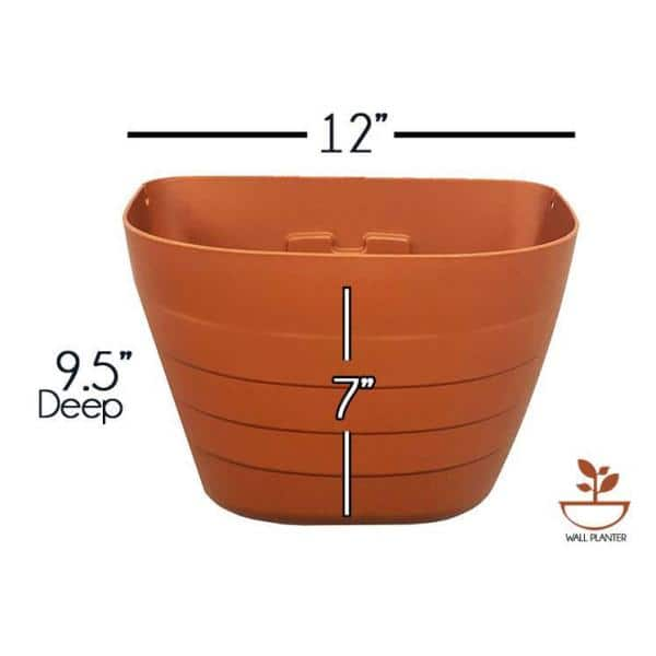 7 in. x 12 in. x 9.5 in. Black Resin BPA-Free Wall Mounted Self-Watering Wall Planter WpotBlk1set