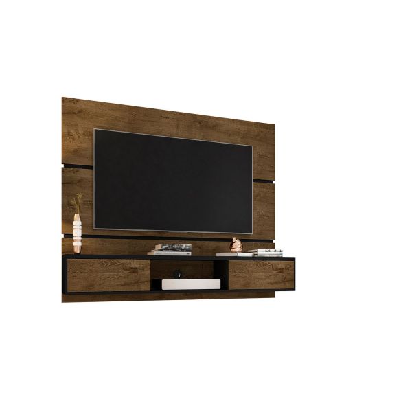 Vernon 62.99 Floating Entertainment Center in Rustic Brown and Black