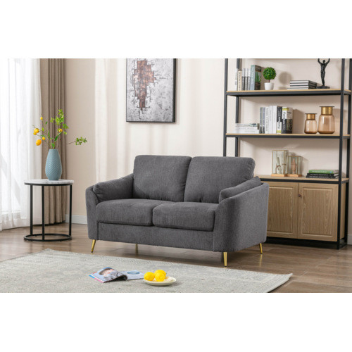 Contemporary 1pc Loveseat Dark Gray with Gold Meta...