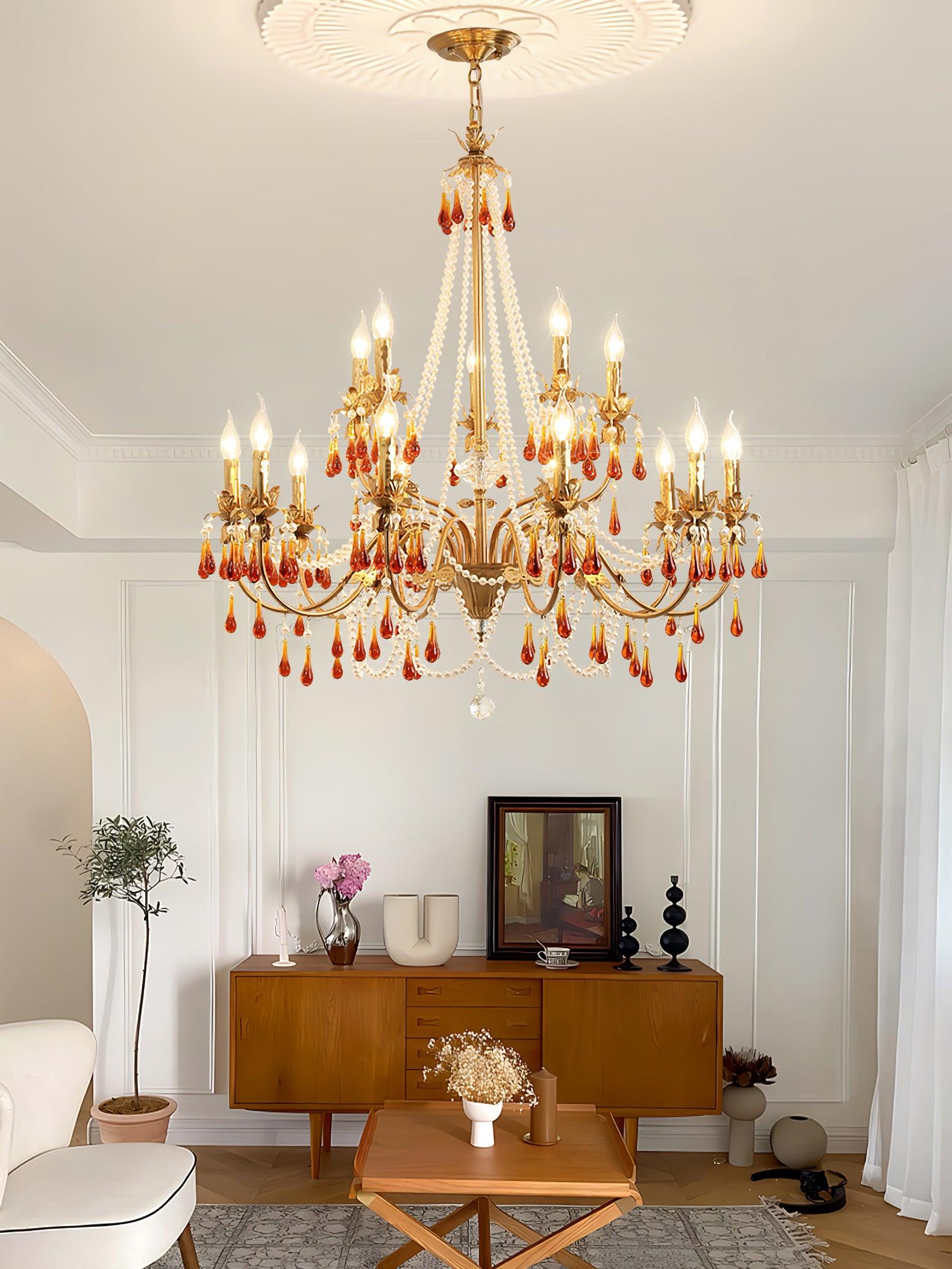 Aureate Amber Crystal Chandelier