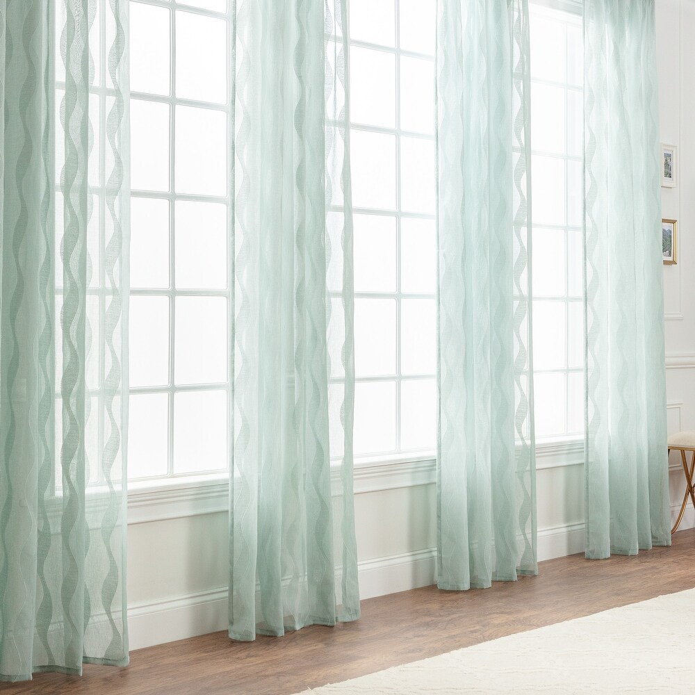 Chanasya Voile Wavy Textured Sheer Bedroom Kitchen Window Curtain Panel Pair (Set of 2)