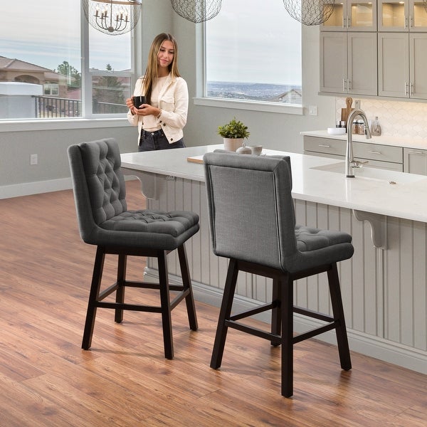 CorLiving Boston Tufted Fabric Barstool， Set of 2