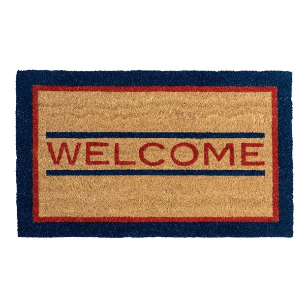 X 2 x27 4 quot Welcome Indoor outdoor Coir Doormat Blue red brown Entryways