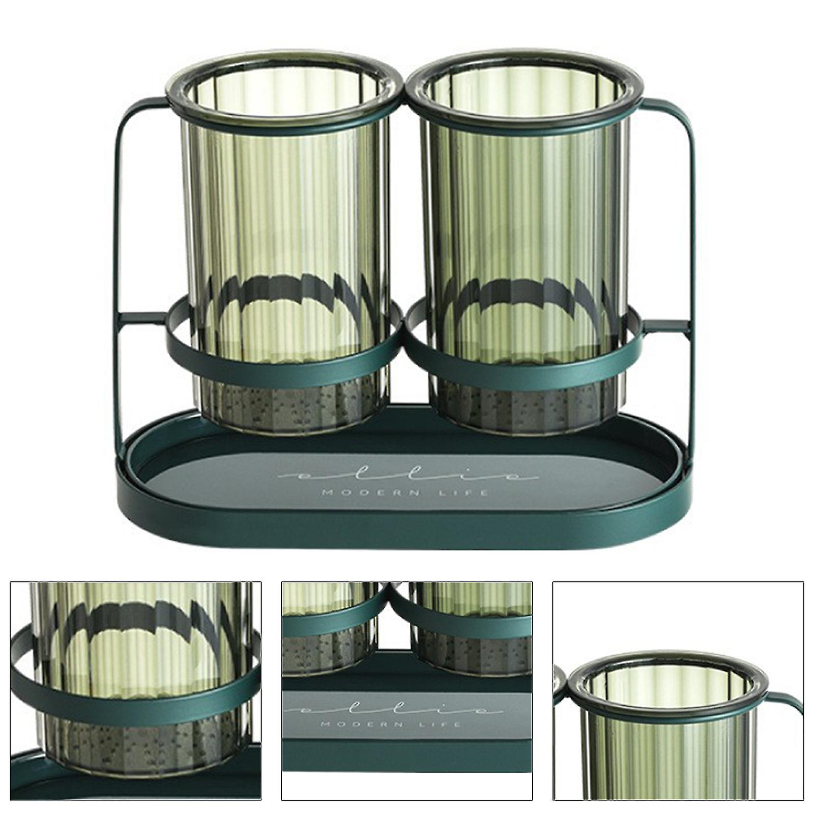 Chopsticks Drying Holder Iron PET Transparent Chopsticks Drying Caddy for Spoons Kitchen Green