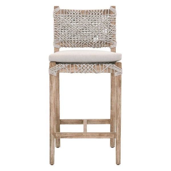 Interwined Rope Design Counter Stool with Removable Seat Cushion， Gray - 40 H x 18 W x 20 L Inches