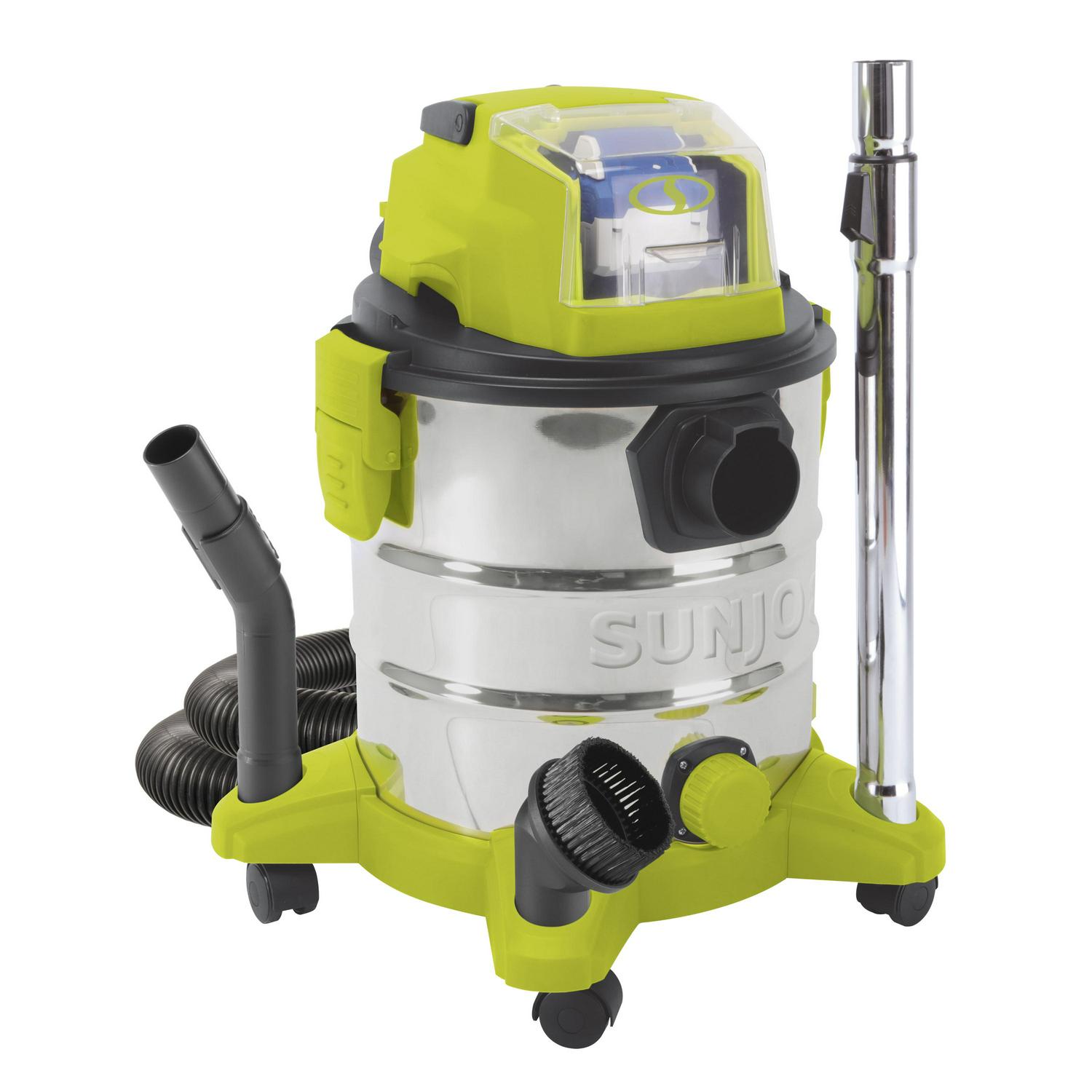 Sun Joe 24V-WDV6000 24-Volt iON+ Cordless Stainless Steel 5.2-gal Wet/Dry Vacuum W/ 4.0-Ah Battery and Charger