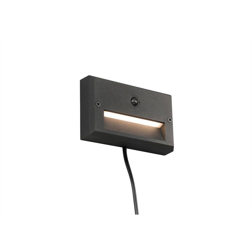 Hampton Bay Low Voltage Black Motion Sensing Integrated LED Stair Light with Frosted Acrylic Lens PNB000003-03