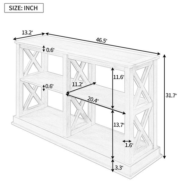 Console Table with 3-Tier Open Storage Spaces and 