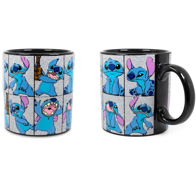 Silver Buffalo Disney Lilo amp Stitch Glitter Collage Ceramic Mug Holds 20 Ounces