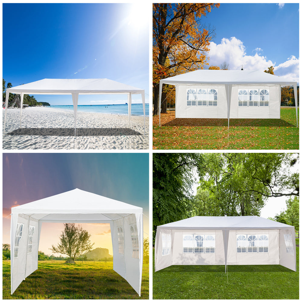 Party Tent 10x20 Ft with 4 Side Outdoor Canopy Pop Up Waterproof Portable Gazebo for Wedding Patio Garden Lawn Backyard White