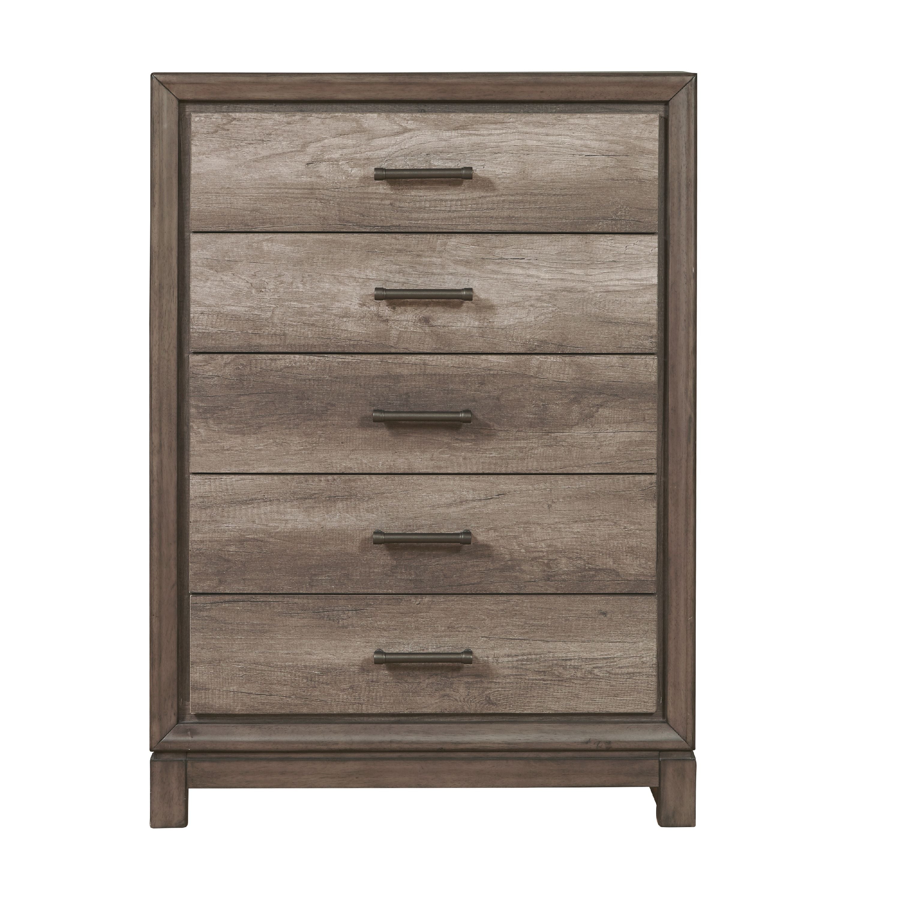 Home Meridian 5 Drawer Chest in Elm Brown