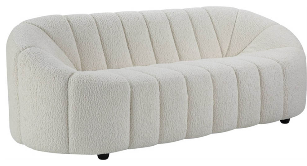 ACME Osmash Wooden Frame Sofa in White Teddy Sherpa   Transitional   Sofas   by Homesquare  Houzz