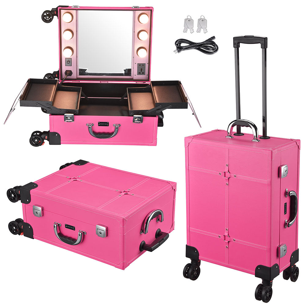 Byootique Rolling Studio Makeup Cosmetic Case w/ Light Mirror