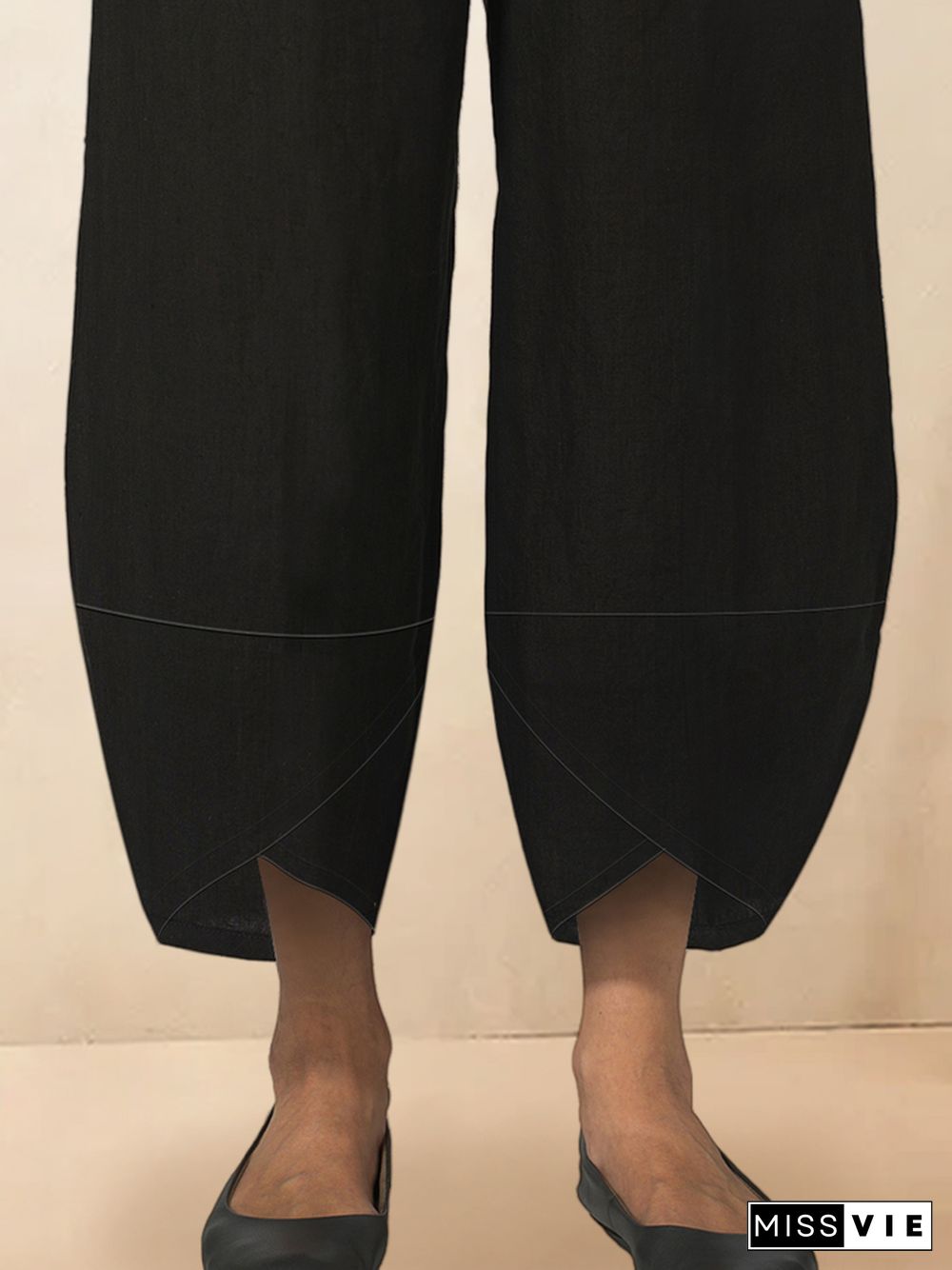 Olina Linen Simple Bud Cropped Pants