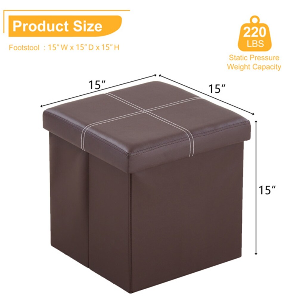 PVC MDF Foldable Storage Footstool with Anti Rust and Anti Skidding