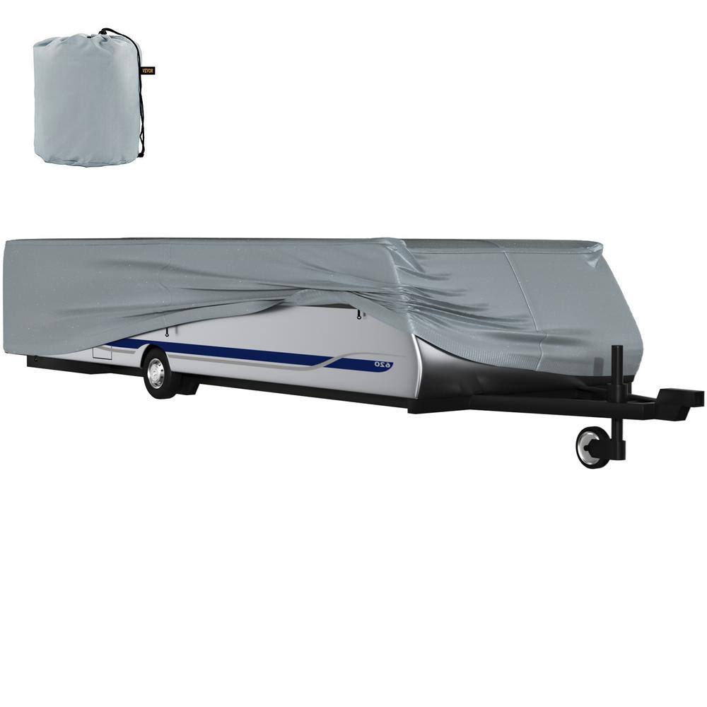 VEVOR Pop Up Camper Cover 4-Layer Folding Trailer Storage Cover with 3 Wind-Proof Ropes Storage Bag for 16ft. to 18ft. RVGray DCSLYCTC16-18G0A2V0