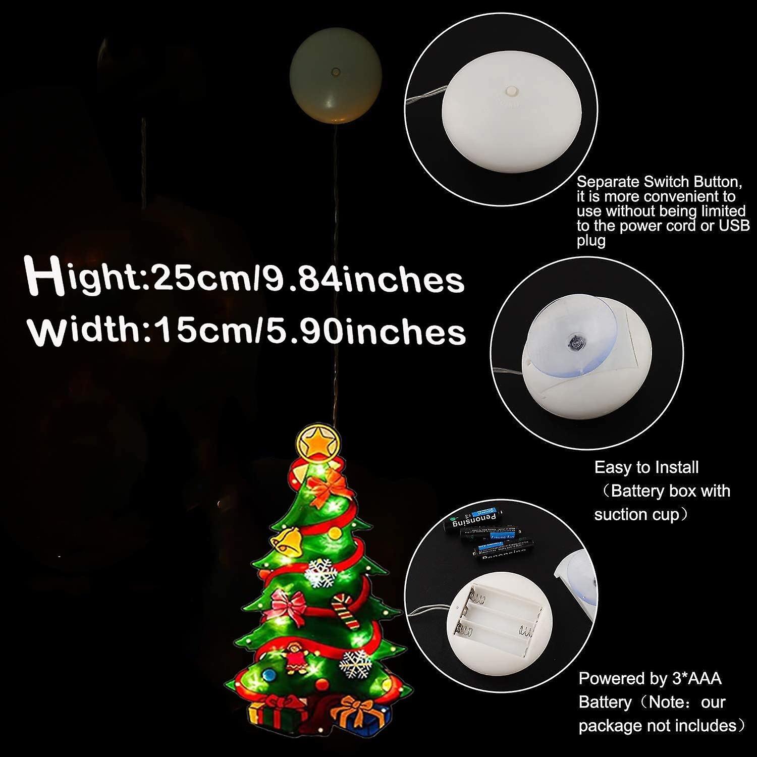 Battery Operated String Lights With Suction Cups For Window Decoration， Christmas Decoration， Indoor And Outdoor Christmas Decoration Christmas Tree