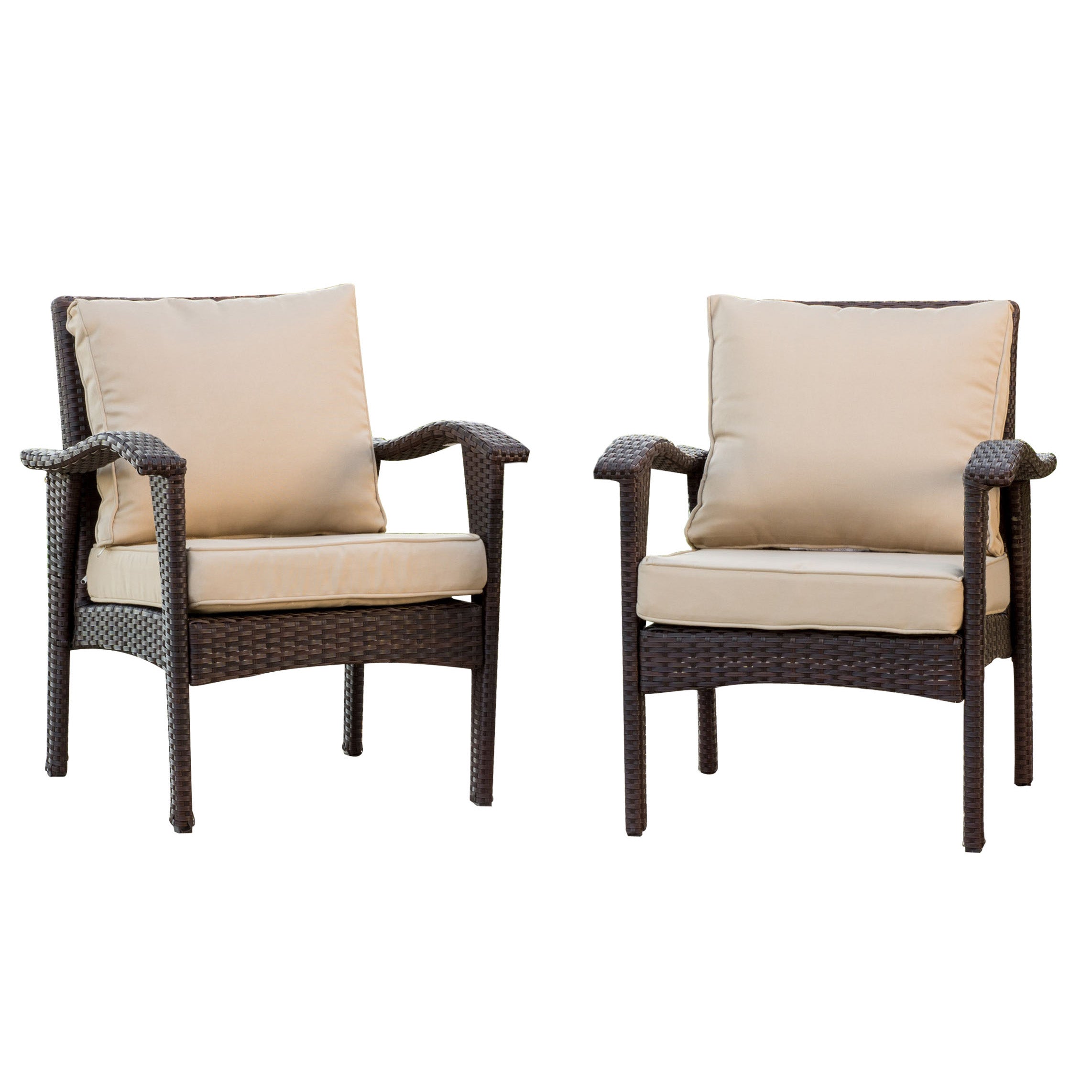 Bleecker Outdoor Wicker Club Chair with Cushion, Set of 2