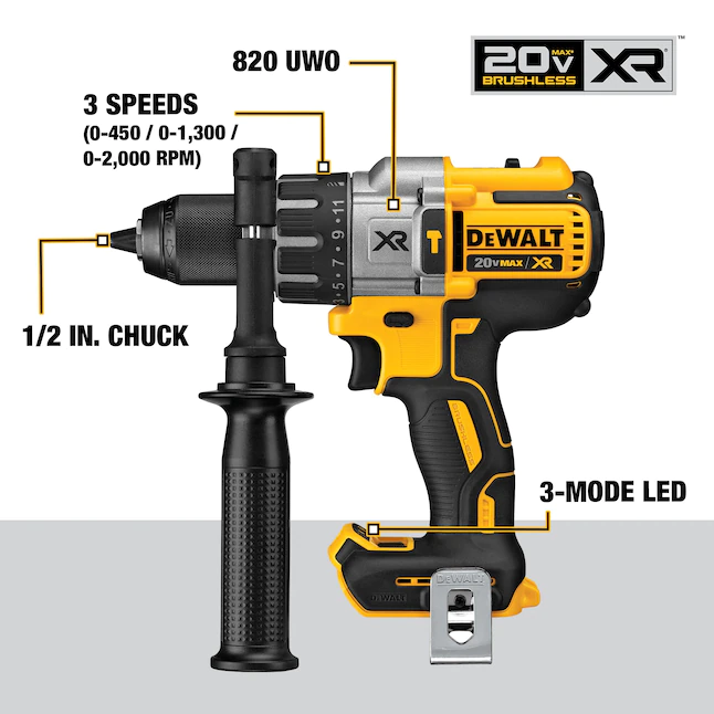 DEWALT DCK299P2 20-Volt MAX XR Cordless Brushless Hammer Drill/Impact Combo Kit (2-Tool) with (2) 20-Volt 5.0Ah Batteries and Charger