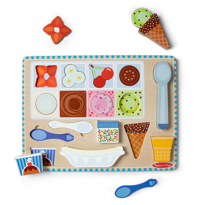 Melissa and Doug Ice Cream Wooden Magnetic Puzzle Play Set