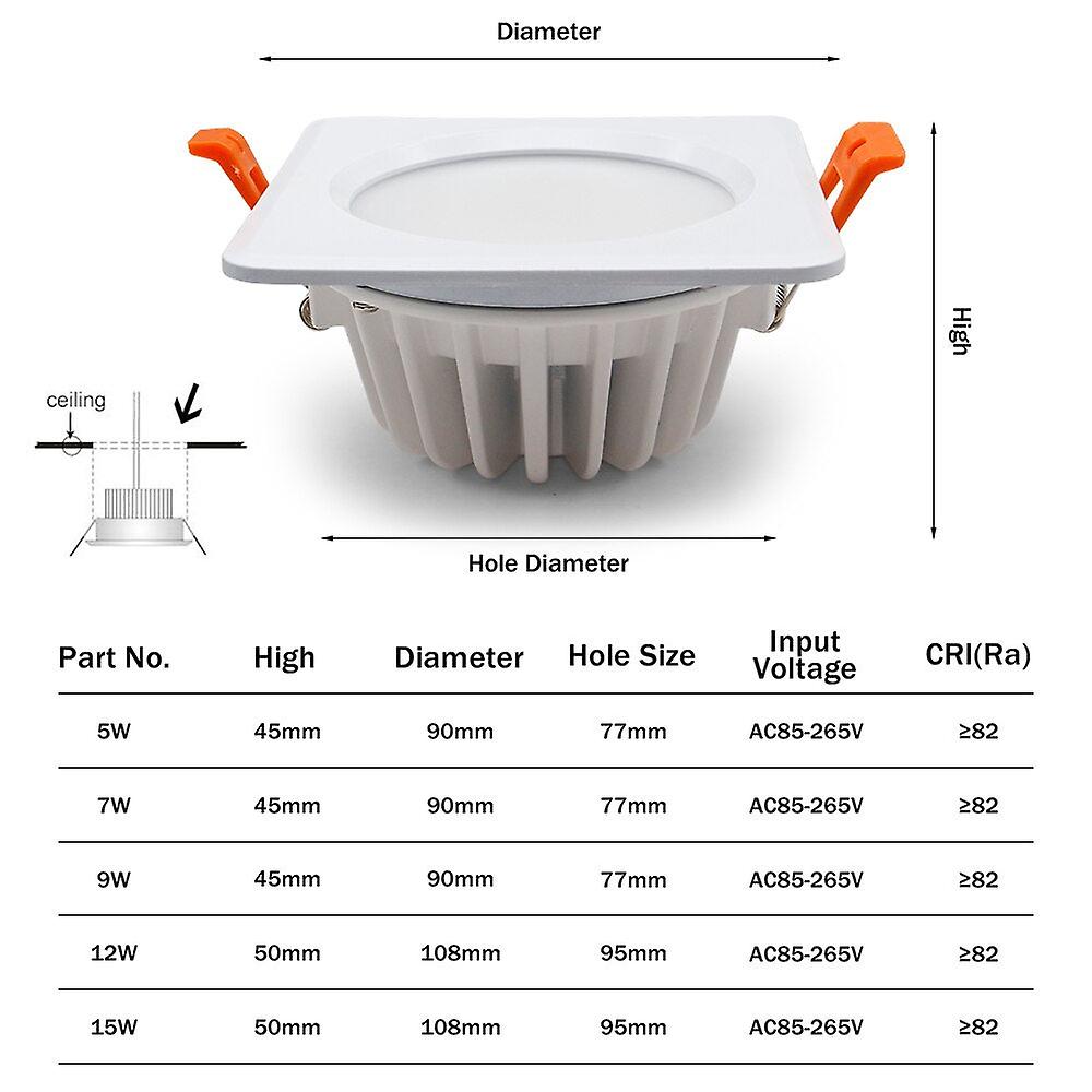 220v Recessed Led Downlight Ip65 Ceiling Lamp