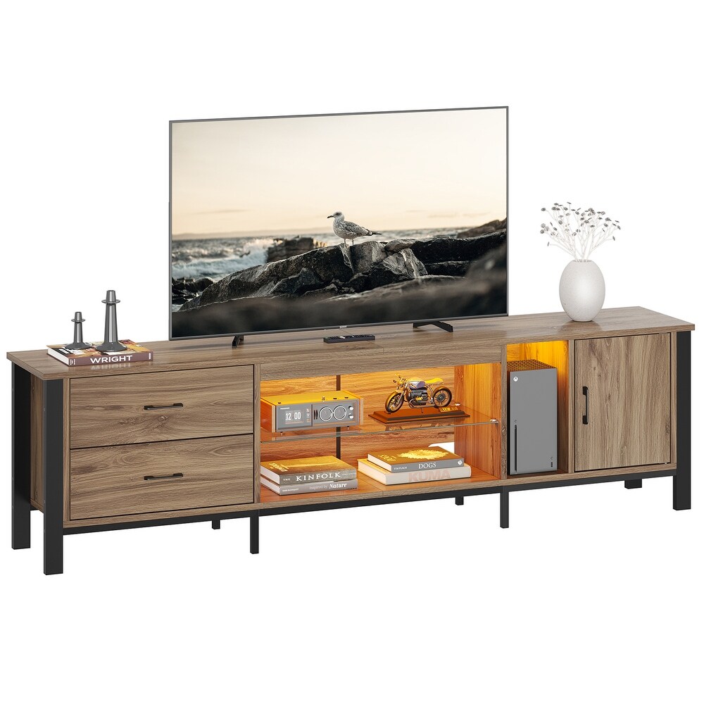 Modern TV Stands for 75/ 80/ 85 inch TV with 2 Drawers   80 inches