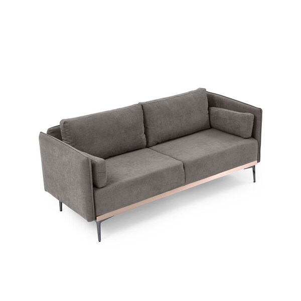 Modern Sofa 3Seat Couch with Stainless Steel Trim