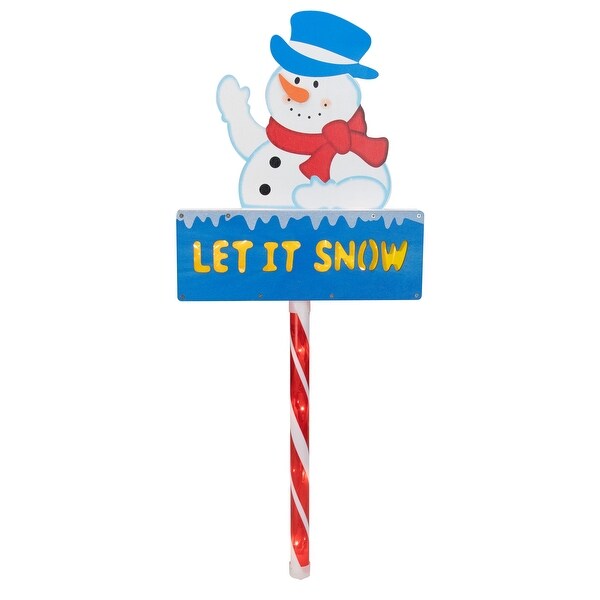 28.5 PreLit Snowman 'LET IT SNOW' Christmas Lawn Stake