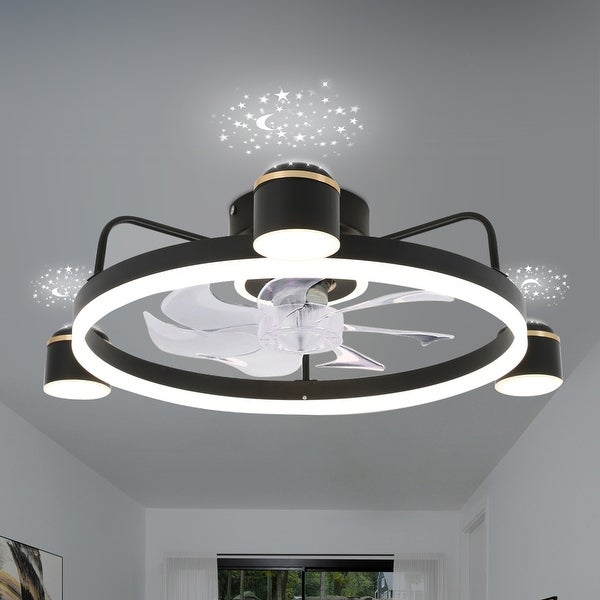 Oaks Aura 28in. LED Starry Night Smart App Control Low Profile Ceiling Fan Flush Mount Dimmable Lighting Shopping - The Best Deals on Ceiling Fans | 40786725